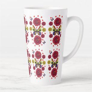 Op maat gemaakte Lente Vlinder Bloemengeschenk Latte Mok