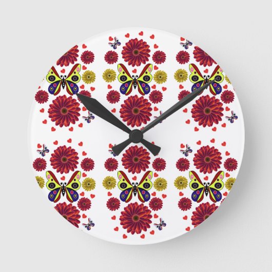 Op maat gemaakte Lente Vlinder Bloemengeschenk Ronde Klok (Voorkant)
