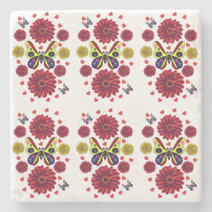 Op maat gemaakte Lente Vlinder Bloemengeschenk Stenen Onderzetter