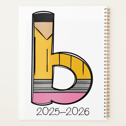 Op maat gemaakte lerarenplanner met potloodinitiaa planner (Achterkant)