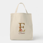 Op maat gemaakte letter E goud folie blush roze ro Tote Bag (Achterkant)