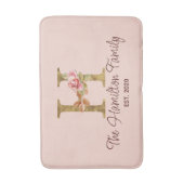 Op maat gemaakte letter H goud folie blush roze ro Badmat (Voorkant Verticaal)