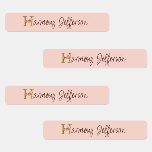 Op maat gemaakte letter H goud folie blush roze ro Labels (Groep)