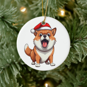 Op maat gemaakte leuke Shiba Inu hond Keramisch Ornament