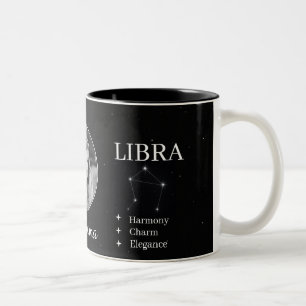 Op maat gemaakte Libra Zodiac mok met naam en eige