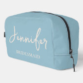 Op maat gemaakte lichtblauwe bruidsmeisje dankjewe toilettasje (Rechterhoek)