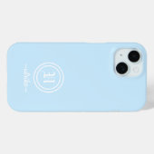 Op maat gemaakte lichtblauwe monogram mobiele tele Case-Mate iPhone case (Achterkant (horizontaal))