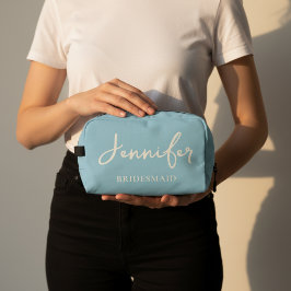 Op maat gemaakte lichtblauwe tas met bedankje voor