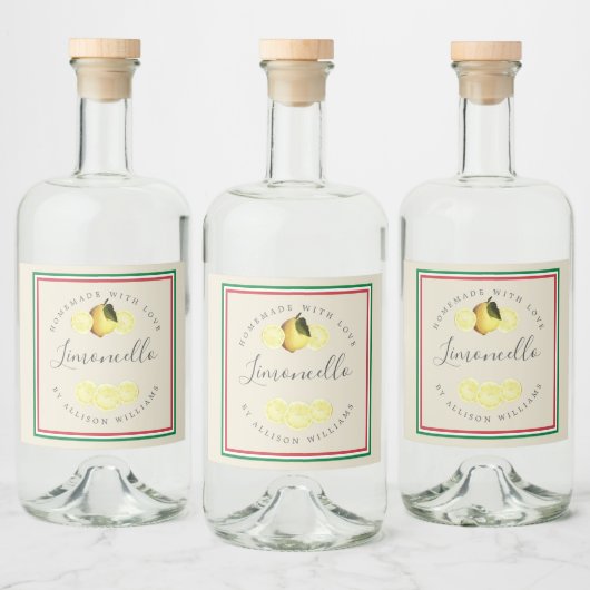 Op maat gemaakte Limoncello Italiaanse driekleurig Likeurfles Etiket (Flessen)