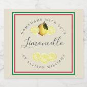 Op maat gemaakte Limoncello Italiaanse driekleurig Likeurfles Etiket (Enkel label)