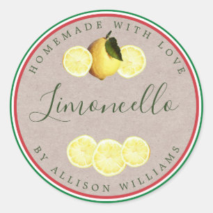 Op Maat Gemaakte Limoncello Italiaanse Vlag Kraft Ronde Sticker