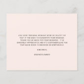 Op maat gemaakte logo Blush Roze Budget Bedanktkaa (Achterkant)