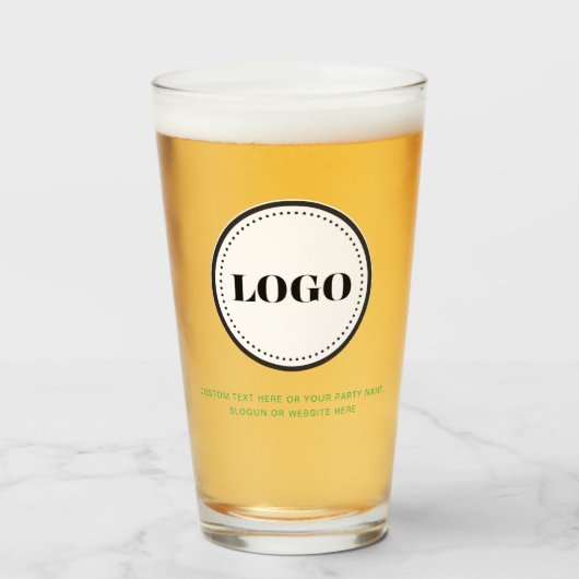 Op maat gemaakte logo en tekst bierglazen glas (Voorkant gevuld)