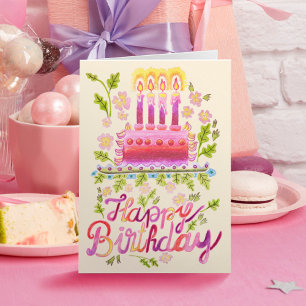 Op maat gemaakte logo handgetekende speelse cake v kaart