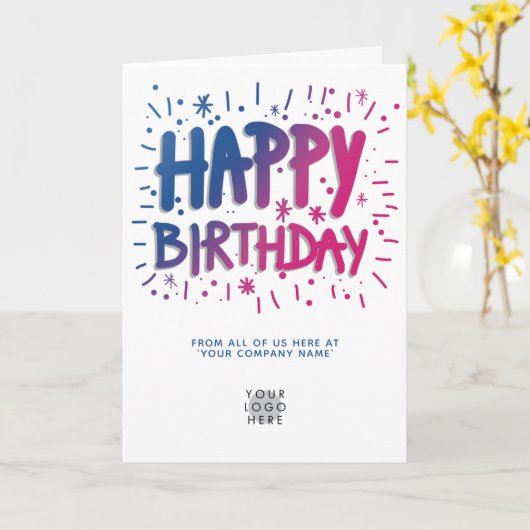 Op maat gemaakte logo leuk verjaardagstekst felici kaart (Gele Bloem)