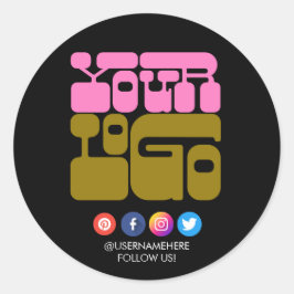 Op maat gemaakte logo sociale media ronde sticker 