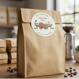 Op maat gemaakte luiaard-coffeebar-sticker ronde sticker