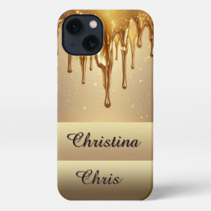Op maat gemaakte luxe glitters glanzend goud elega iPhone 13 hoesje