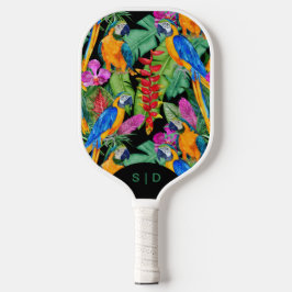 Op maat gemaakte Macaw Orchidee Zwart Pickleball P Paddle