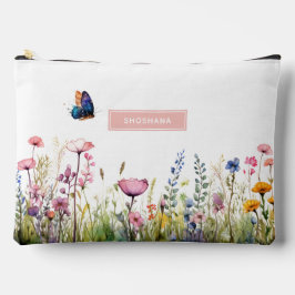 Op maat gemaakte make-uptas met wilde bloemen en v etui