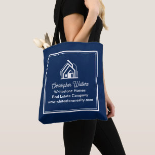 Op maat gemaakte makelaar van Navy Blue Vastgoedbe Tote Bag