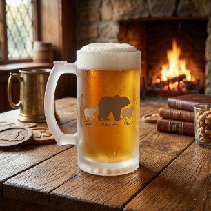 Op maat gemaakte Mama Beer Met 2 Kinder Namen Moed Matglas Bierpul