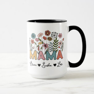 Op maat gemaakte Mama-mok met de namen van haar ki Mok
