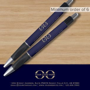 Op maat gemaakte marineblauwe gouden pen met logo