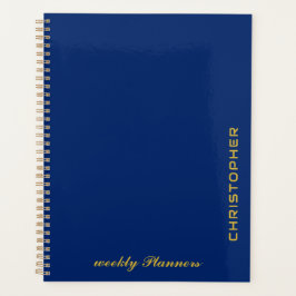 Op maat gemaakte marineblauwe planner met geperson