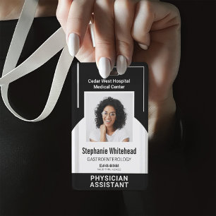 Op maat gemaakte medische personeelsfoto ID Zwart Badge