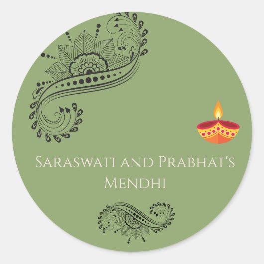 Op maat gemaakte mehendi-stickers ronde sticker (Voorkant)