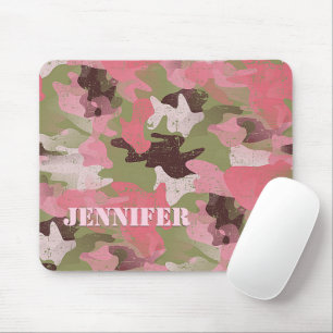 Op maat gemaakte militaire groene roze camouflagep muismat