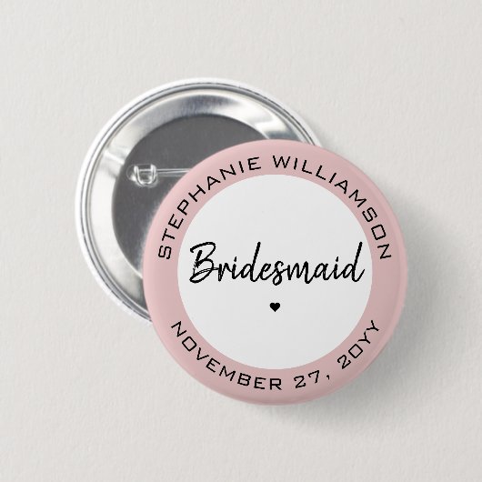 Op maat gemaakte minimalistische bruidsmeisjes gep ronde button 5,7 cm (Voorkant /achterkant)
