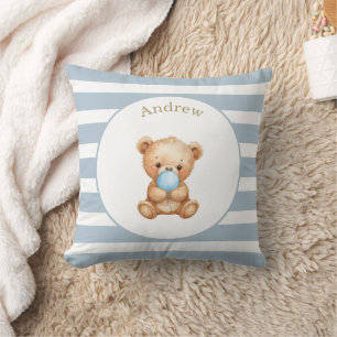 Op maat gemaakte minimalistische gestreepte teddyb kussen