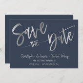 Op maat gemaakte minimalistische Navy Zilver Folie Kaart (Voorkant / Achterkant)