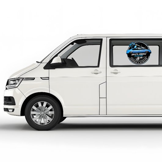 Op maat gemaakte mobiele autowasbeurt detailing bl raamsticker