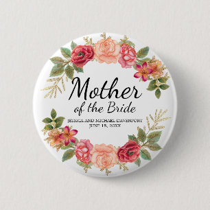 Op maat gemaakte Moeder-van-de-Bruid Roze Rood Blo Ronde Button 5,7 Cm
