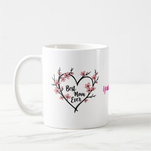 Op maat gemaakte Moederdag cadeau met bloemhart Koffiemok
