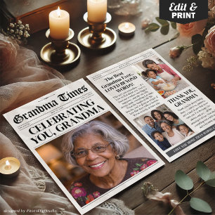 Op maat gemaakte Moederdag oma kaart, Oma krant Feestdagenkaart