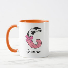 Op maat gemaakte mok met beginletter G | Roze koel
