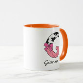 Op maat gemaakte mok met beginletter G | Roze koel (Voorkant rechts)