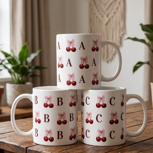 Op maat gemaakte mok met kersen gingham cadeau voo