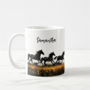 Op maat gemaakte mok met wilde paarden en wilde bl