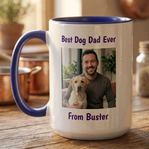 Op maat gemaakte mok voor hond papa Vaderdag fotom