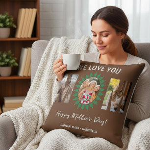 Op maat gemaakte MOM-collagekussen met namen - Uni Kussen