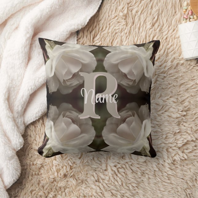 Op maat gemaakte monogram antieke rozen gepersonal kussen (Deken)