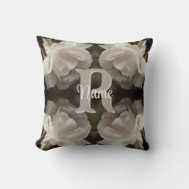 Op maat gemaakte monogram antieke rozen gepersonal kussen