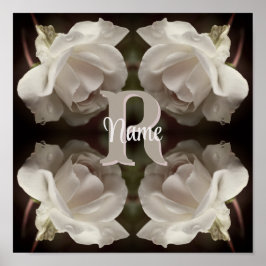 Op maat gemaakte monogram antieke rozen gepersonal poster
