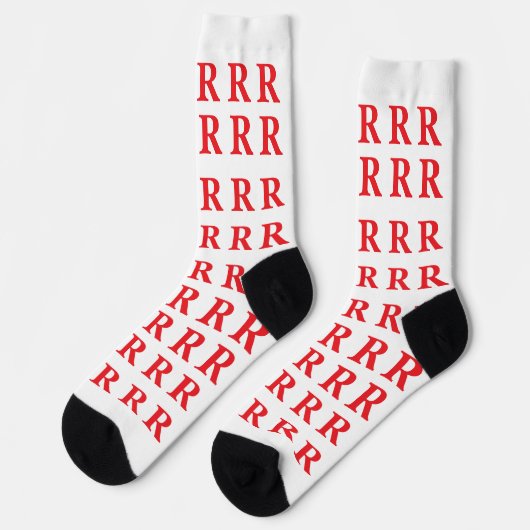 Op maat gemaakte monogram beginletter witte rode s sokken (Links)