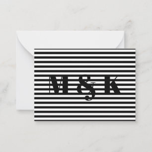 Op maat gemaakte monogram beginletters zwart witte notitiekaartje